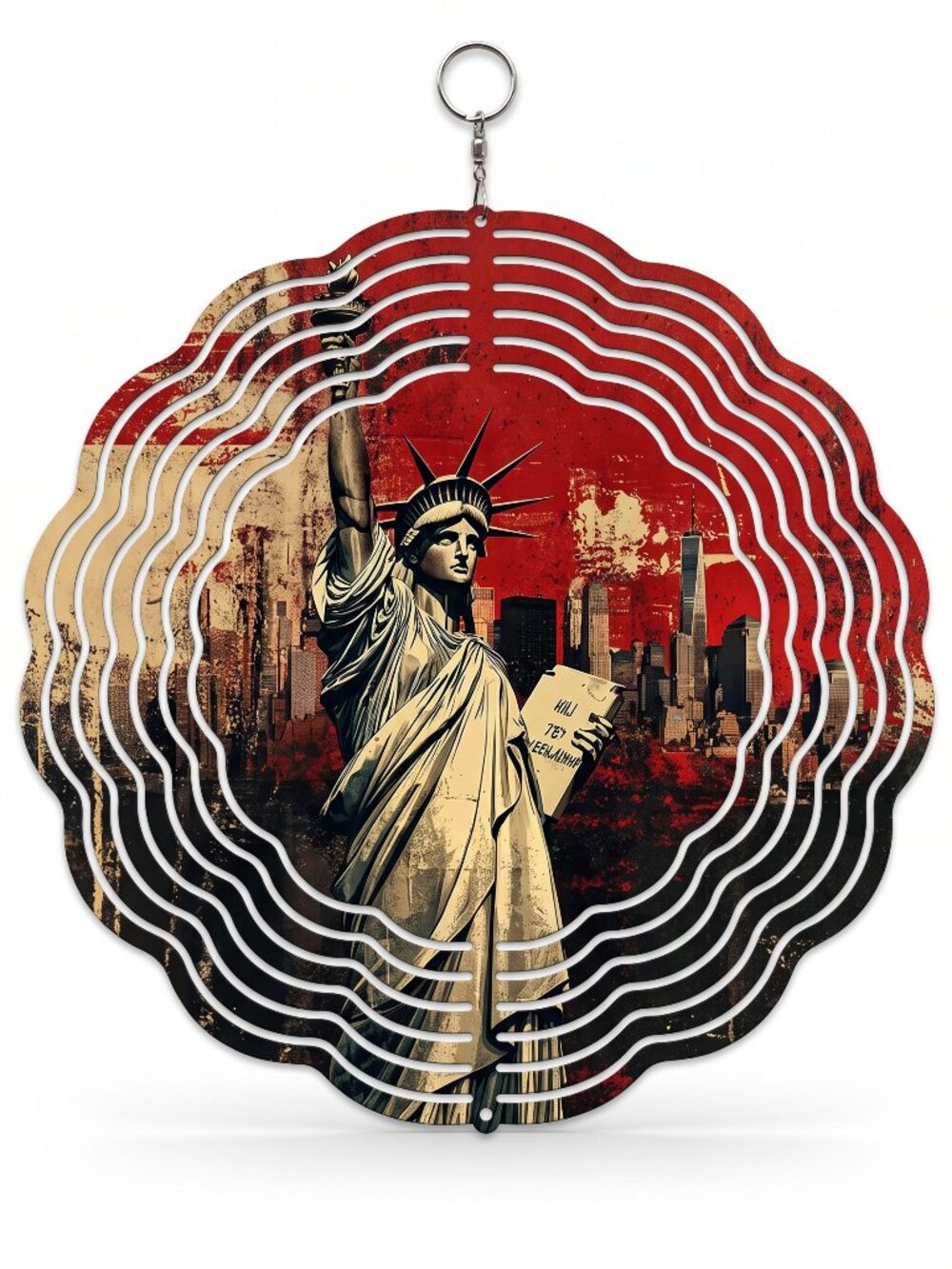 10" Statue of Liberty Kinetic Wind Spinner - NYC Metal Hanging Yard Decor